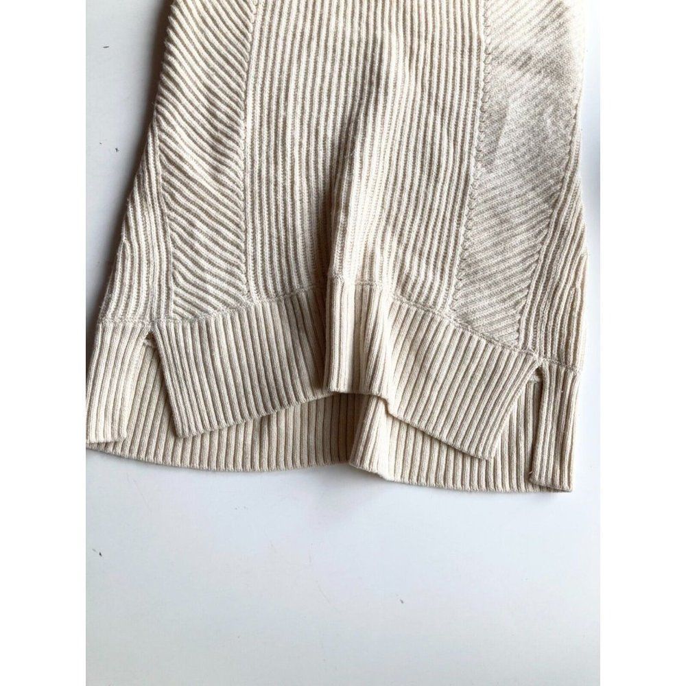 VINCE Ivory Cream Wool Cashmere Rib Knit Sleeveless Turtleneck Sweater, Size S - Picture 9 of 13